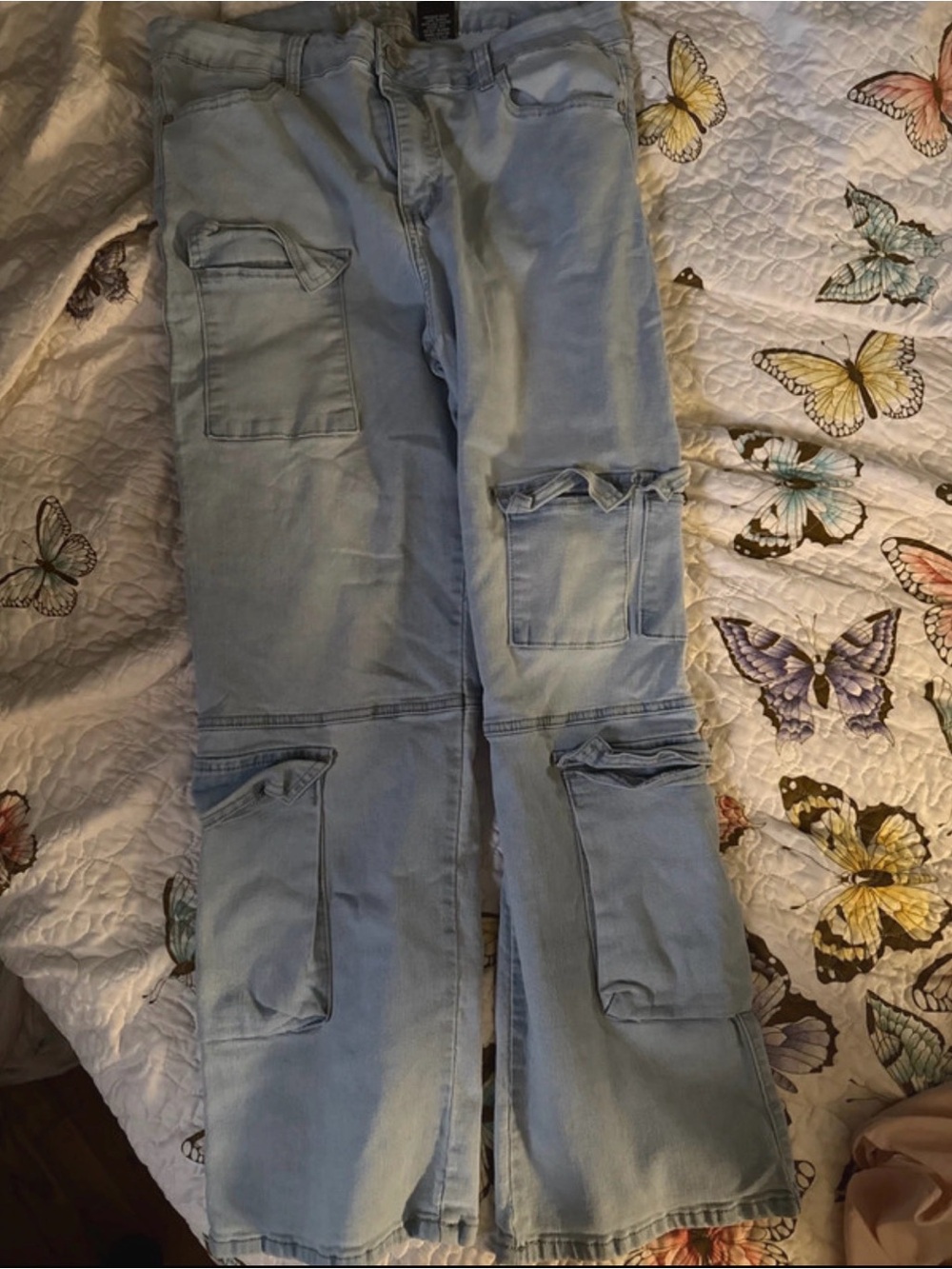 VIP Light Blue Women's Bootcut Cargo Jeans